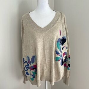 NWT Nic + Zoe Blooming V Neck Sweater Size: 3X